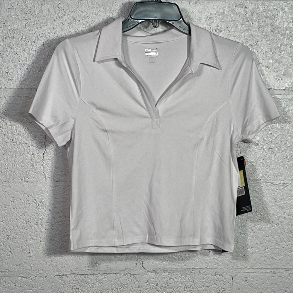 Hind Womans Cropped Polo UPF50 top, White small